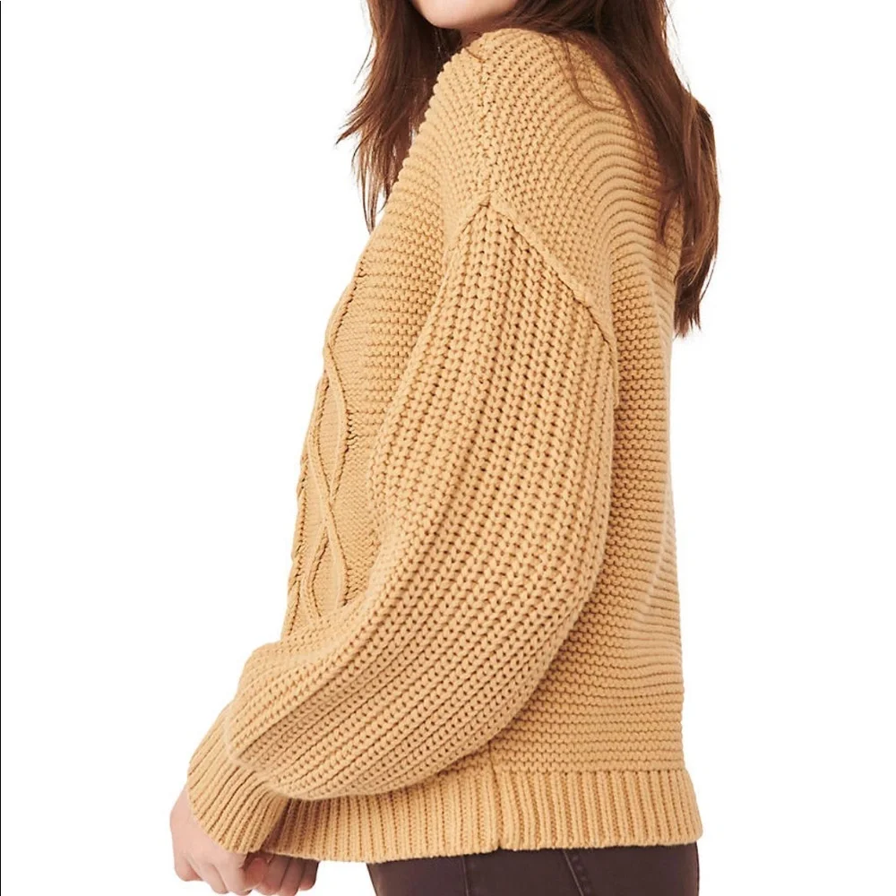 Free People Dream Cable Crew Sweater